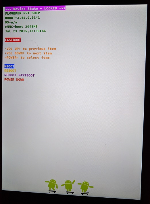 Nexus 9 FASTBOOT menu